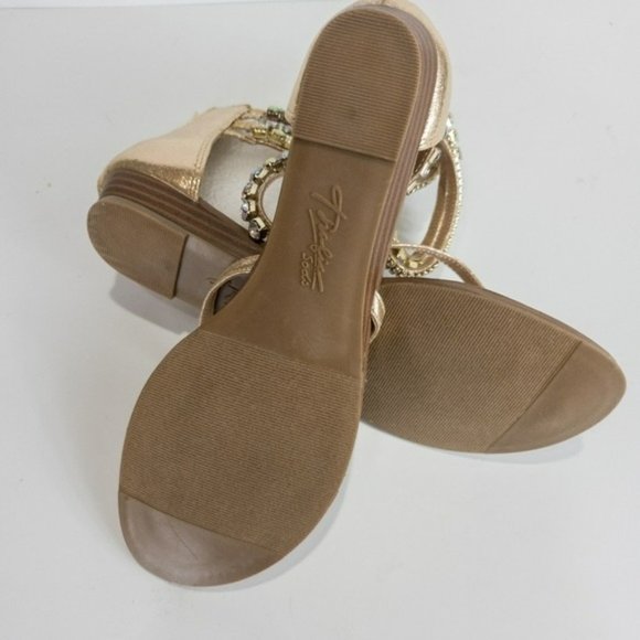 Thalia Sodi Irina Bling Flat Sandals Gold Shimmer -7.5 - Picture 3 of 5
